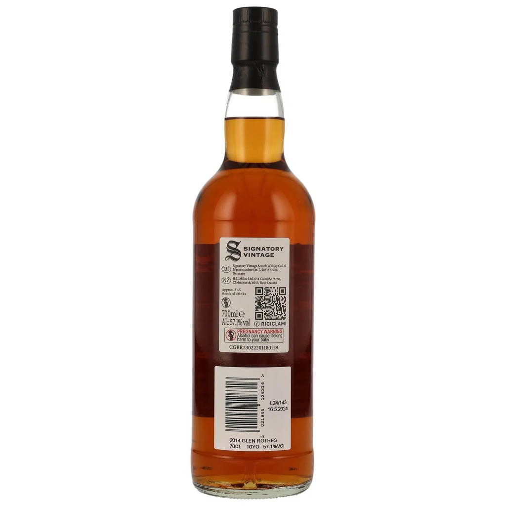 Glen Rothes 2014/2024 - 10 Jahre Oloroso Sherry Butts 100 Proof Edition #20 (Signatory) 57,1% Vol. 0,7l