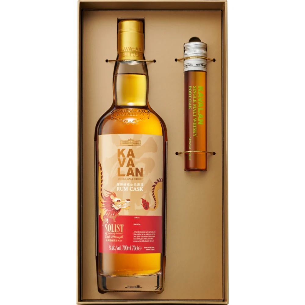 Kavalan SOLIST RUM CASK Single Malt Whisky Dragon Edition 53,2% Vol. 0,7l in Geschenkbox mit 0,05l Miniatur