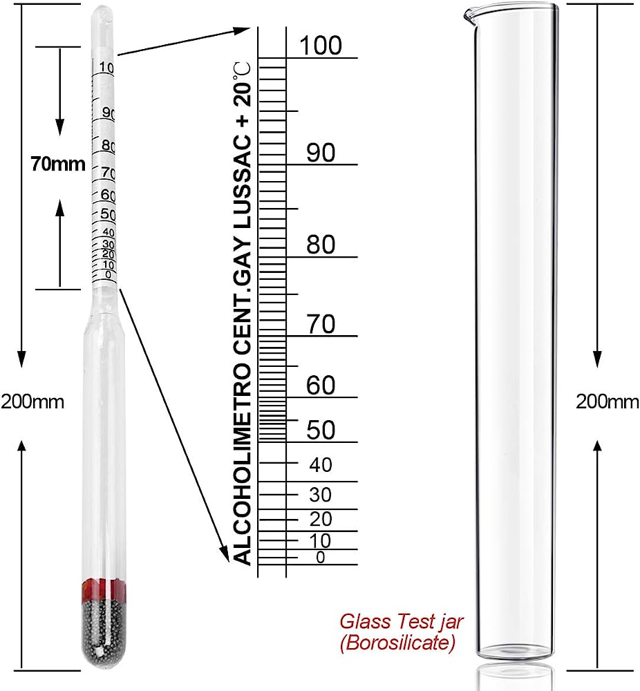 Alkoholmeter für 25-60% vol mit Standzylinder